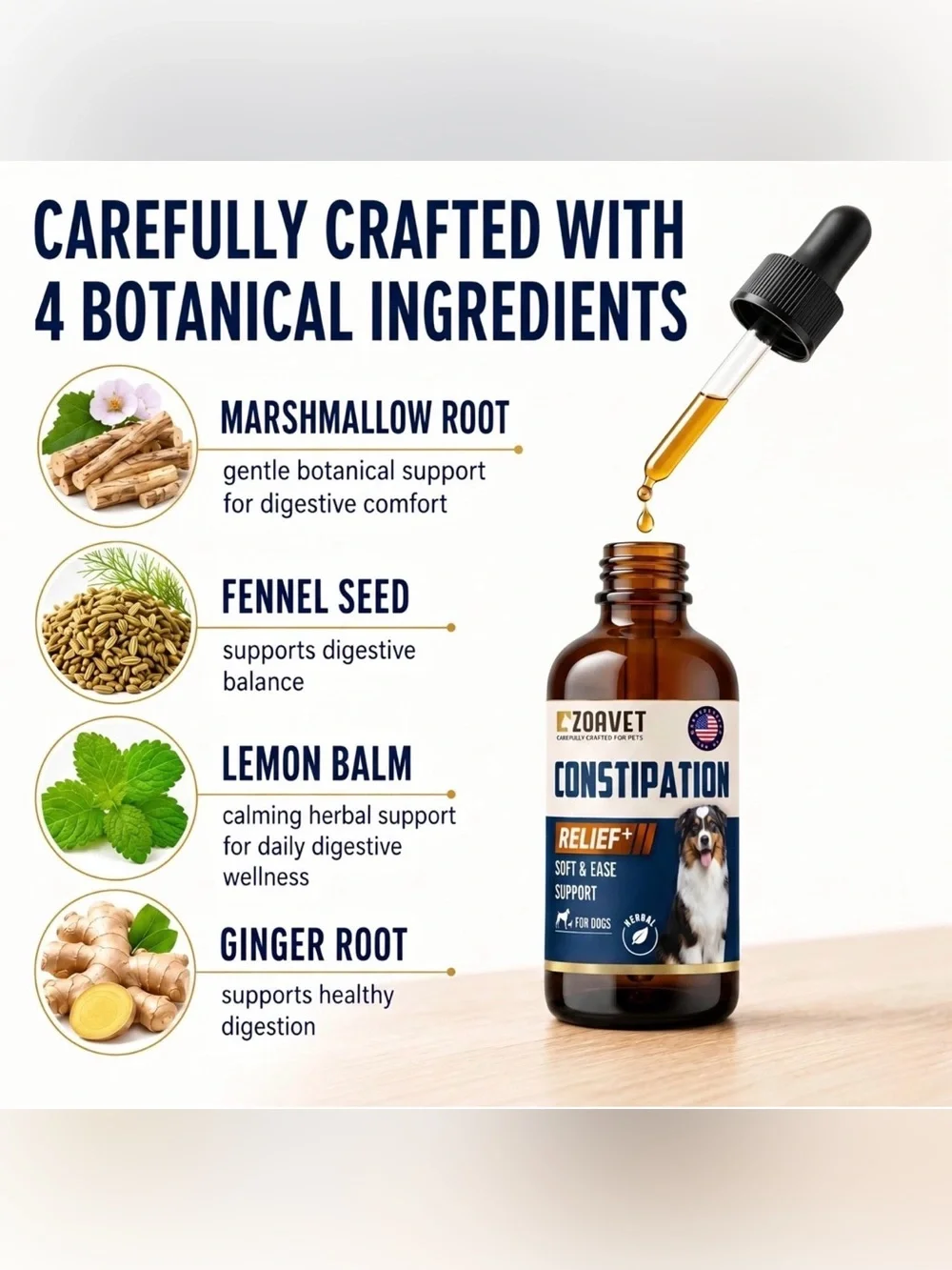 Constipation Relief+ soft & ease support Herbal Drops for Dogs NEW 1fl oz